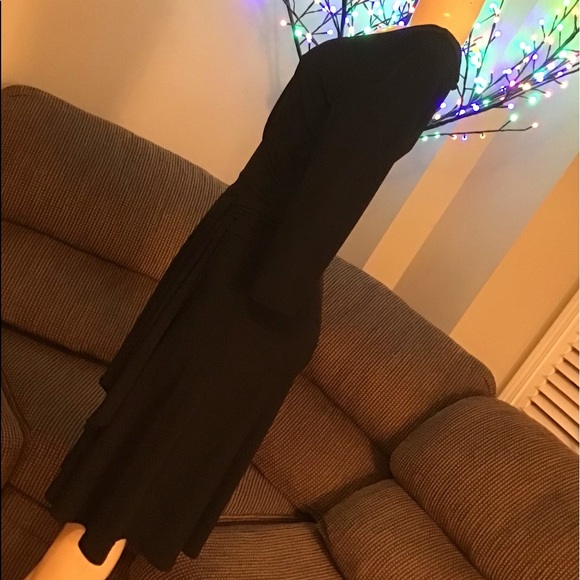 “a.x.l.” Black Deep V Wrap Style Dress Size M - Picture 3 of 7